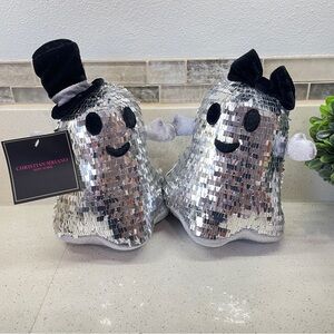 NEW Christian Siriano‎ Silver Disco Ball Stuffed Ghost Couple Halloween Decor